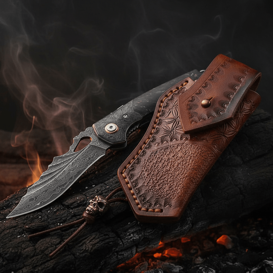 Condor VG10 Japanese Damascus Pocket Knife with Stained Maple Burl handle - Shokunin USA