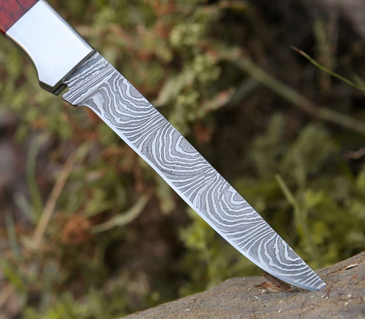 Fillet Knives Damascus – Cutmaster Custom 10.5" Damascus Fillet Knife With Exotic Red Heart Handle – shokuninusa