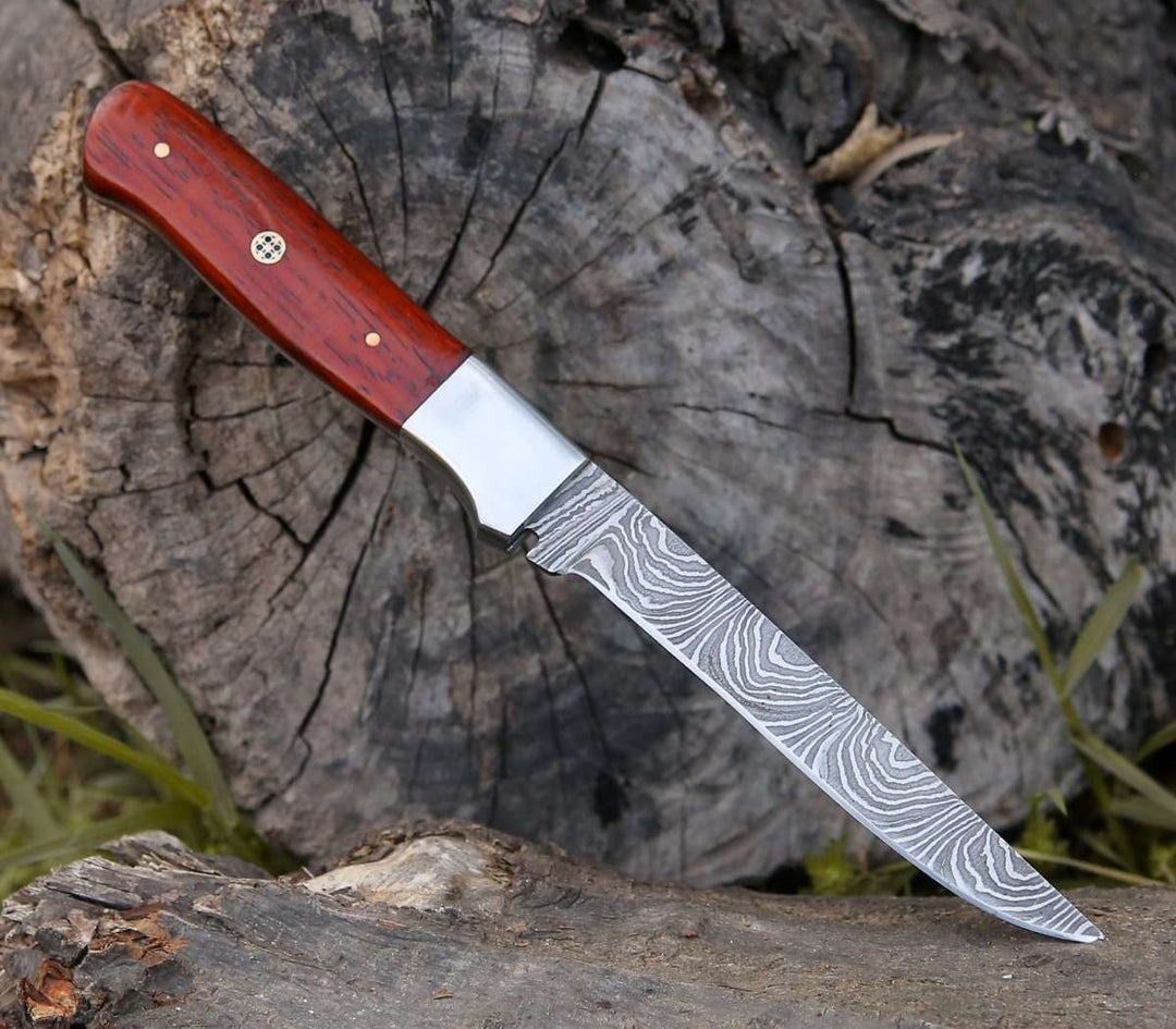 Damascus Fillet Knife – Cutmaster Custom 10.5" Damascus Fillet Knife With Exotic Red Heart Handle – shokuninusa