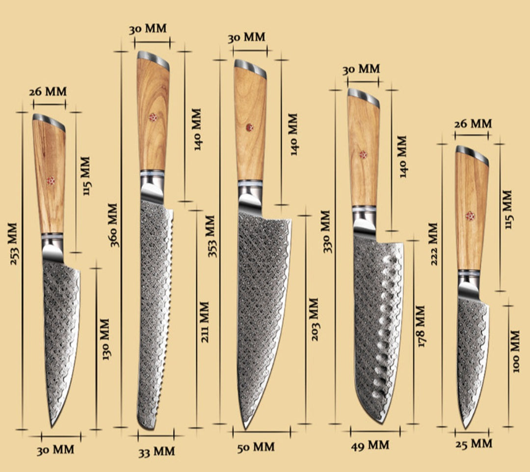 Knife Set - Jasmine Knife Set 5 Piece VG10 Damascus Steel Japanese Professional Chef knife Set. - Shokunin USA