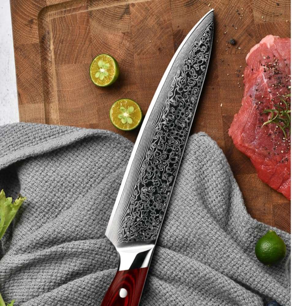 Edge VG10 Knives - Edge VG10 Damascus Chef Knife with Pakkawood handle - Shokunin USA