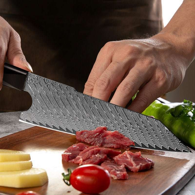 VG10 Knife Set – Elite Series VG10 Damascus Knife Set with Exotic Burl Wood Handle – shokuninusa