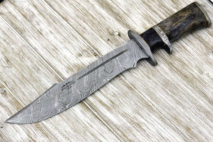 Enigma Bowie Knives – Enigma Bowie Knife with Bone Handle &amp; Leather Sheath – shokuninusa
