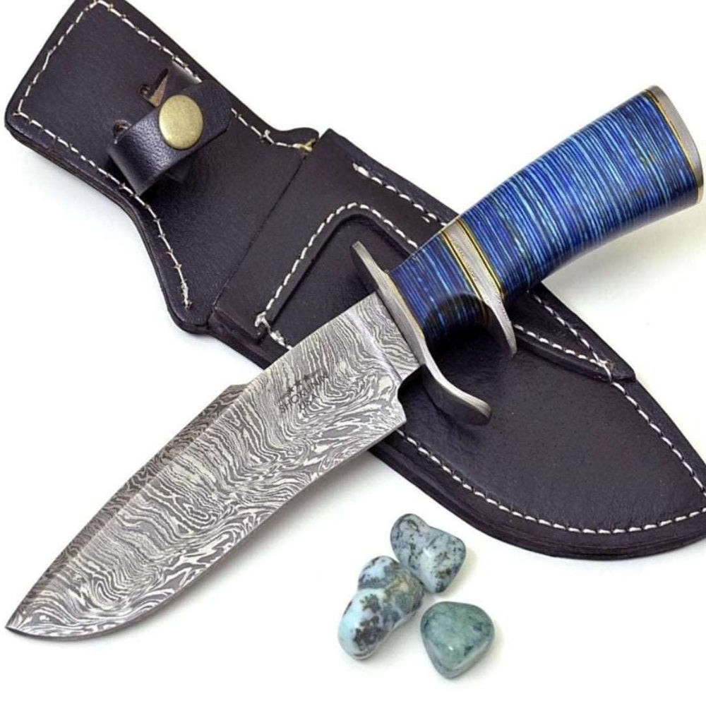 Utility Knife - Envoy Damascus Bowie Knife with Micarta Handle - Shokunin USA