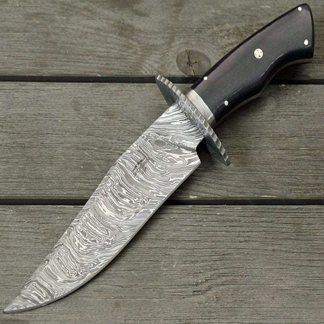 Utility Knife - Equinox Damascus Steel Bowie Knife with Micarta Handle - Shokunin USA