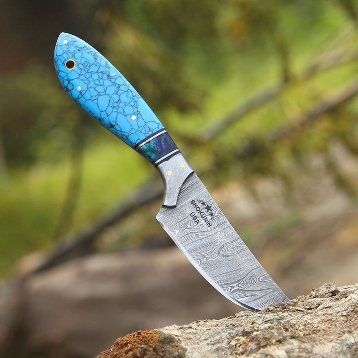 Handmade Gut Hooks - Evoke Handmade Hunting Knife with Leather Sheath - Shokunin USA