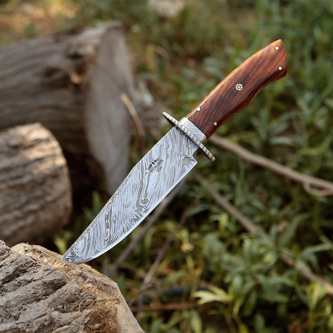Hunting Knives Excelsior – Excelsior Damascus Hunting Knife with Exotic Rosewood Handle – shokuninusa