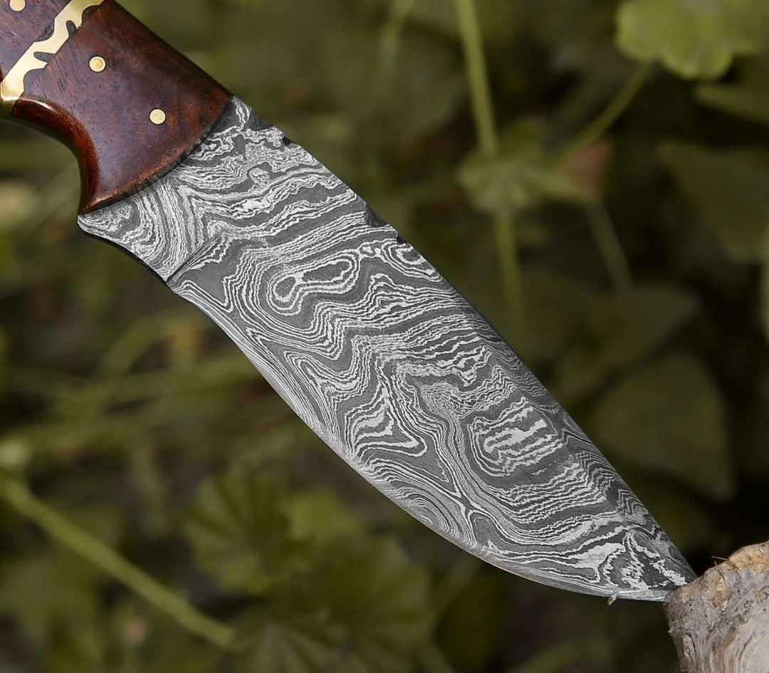 Camping knives - Fang Damascus Camp Knife with Rose Wood Handle - Shokunin USA