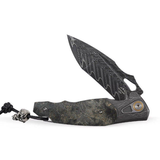 Feoh Skinner Knife – Feoh Japanese Damascus Pocket Knife VG10 with Stained Maple Burl Handle – shokuninusa