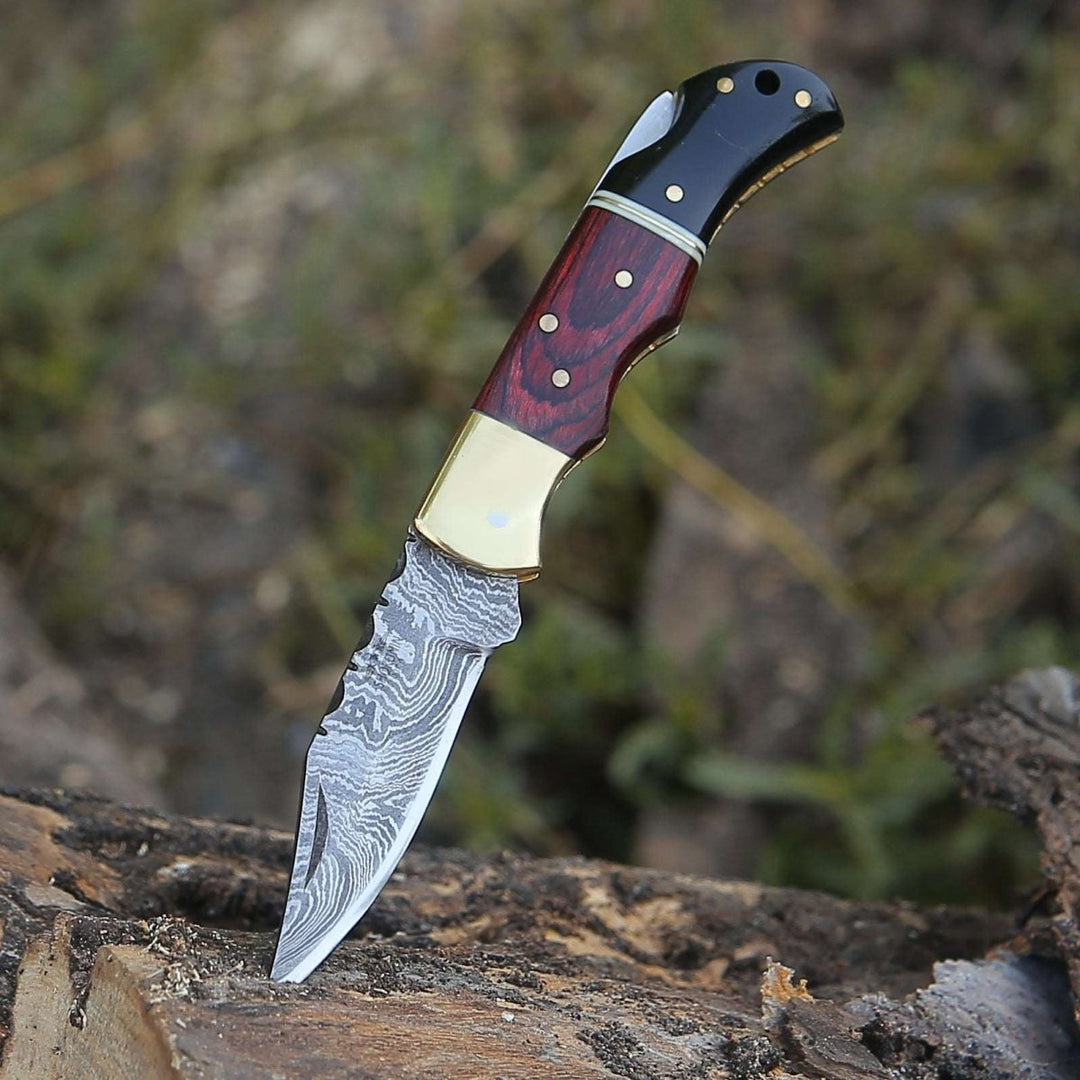 Firestrike Pocket Knife with Bull Horn & Pakkawood Handle - Shokunin USA