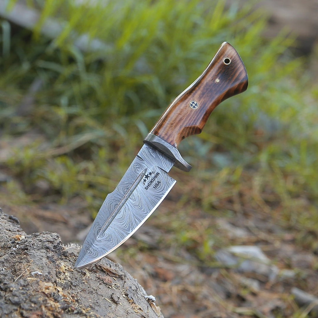 Shokunin USA - Frontier Custom Damascus Steel Knife with Charred Oak Wood Handle - Shokunin USA