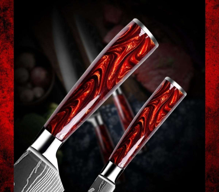Damascus Carbon Knives – Fujin 10 Pcs Handmade Chef&