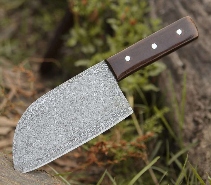Cleaver Knife - Gladiator Damascus Steel Cleaver with Micarta Handle - Shokunin USA