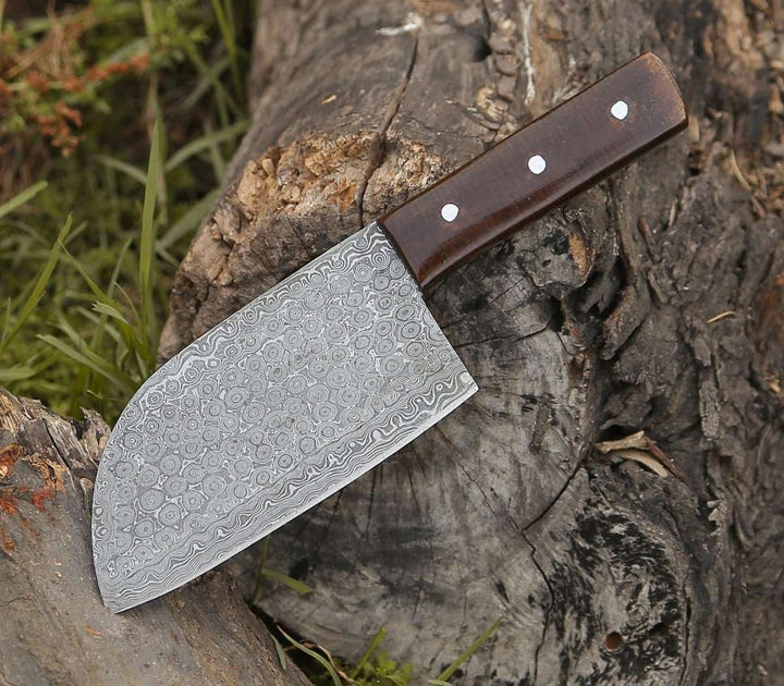 Cleavers - Gladiator Damascus Steel Cleaver with Micarta Handle - Shokunin USA