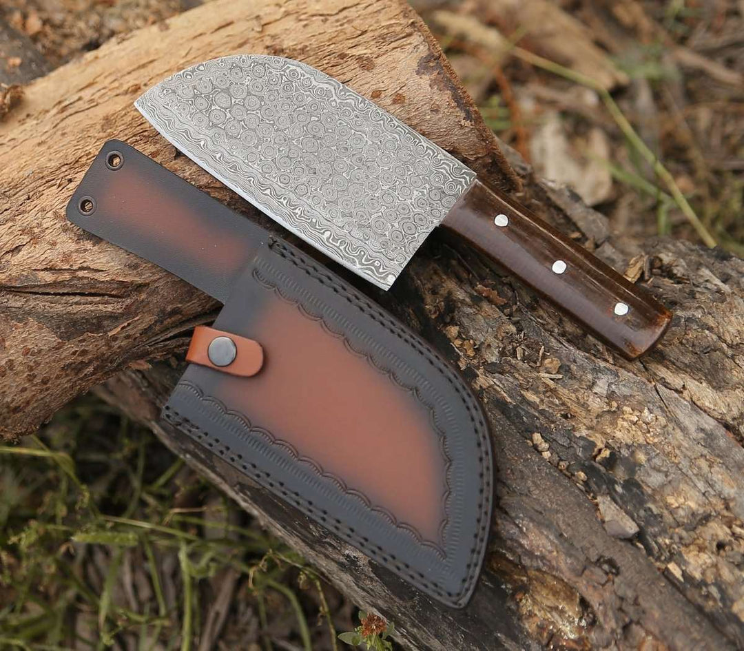Cleaver - Gladiator Damascus Steel Cleaver with Micarta Handle - Shokunin USA