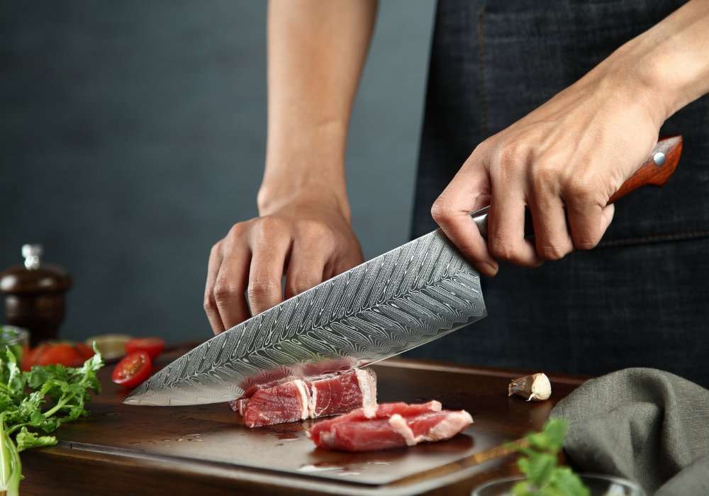 VG10 Kitchen Knife – Glamour 3 Piece Professional Knife Set VG10 Damascus with Exotic Sandal Wood Handle – shokuninusa