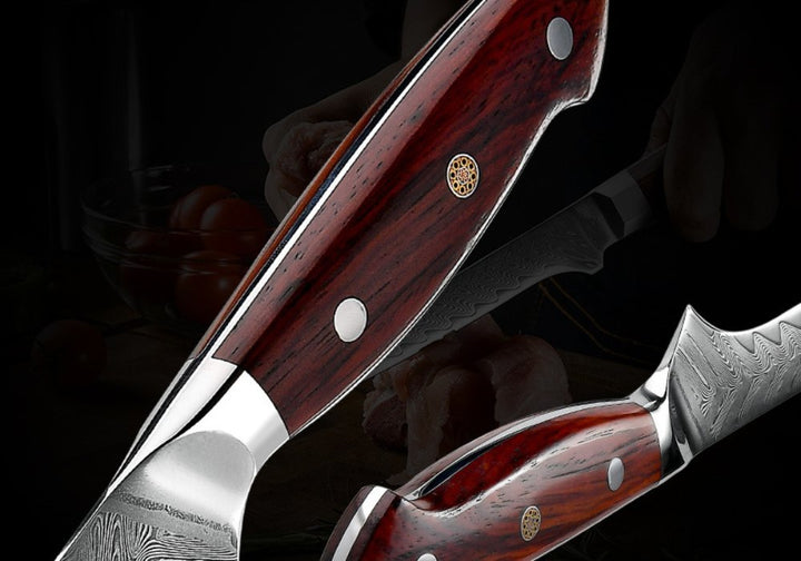 Glamour 3 Knife – Glamour 3 Piece Professional Knife Set VG10 Damascus with Exotic Sandal Wood Handle – shokuninusa