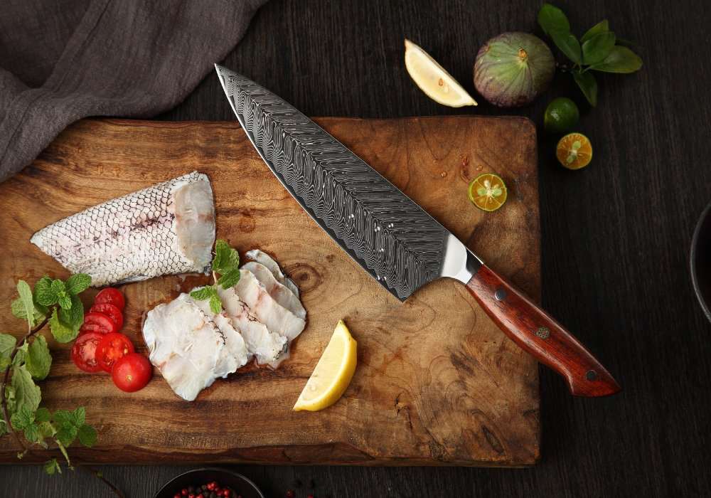 Japanese Kitchen Knife – Glamour 3 Piece Professional Knife Set VG10 Damascus with Exotic Sandal Wood Handle – shokuninusa