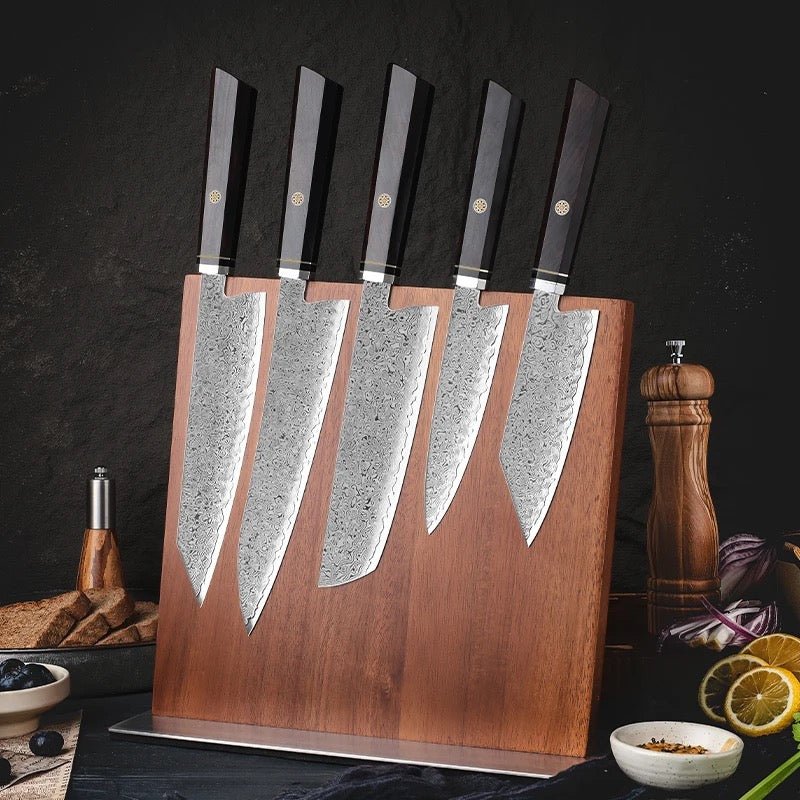 Granduer Knife Set – Granduer Japanese VG10 Damascus 5-Pc Chef Knife Set with Exotic Ebony Wood Handle & Sheath – shokuninusa