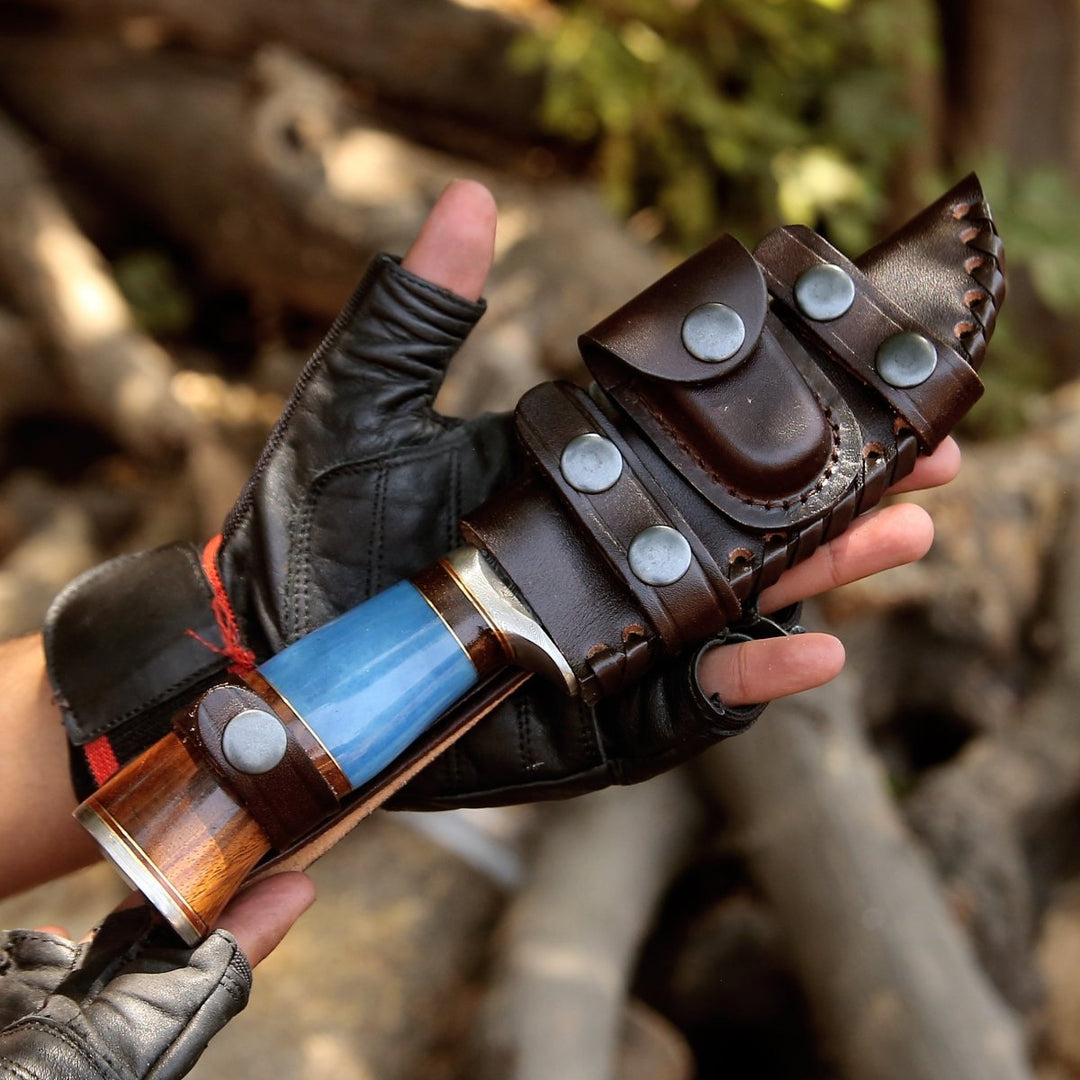 Hellfire Knife – Hellfire Handmade Damascus Hunting Knife with Leather Sheath – shokuninusa