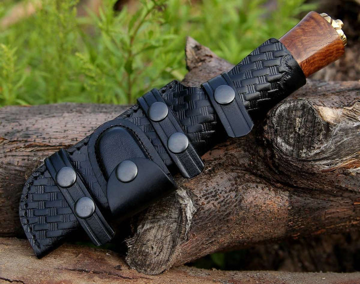 Holy Defender – Holy Defender Damascus Hunting Knife with Exotic Rose Wood Handle – shokuninusa