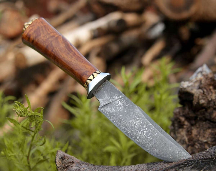 Holy Defender Knife – Holy Defender Damascus Hunting Knife with Exotic Rose Wood Handle – shokuninusa