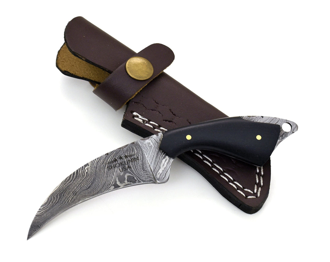 Artisan Hunting Knives - Razorsong Mini Damascus Steel Knife - Shokunin USA