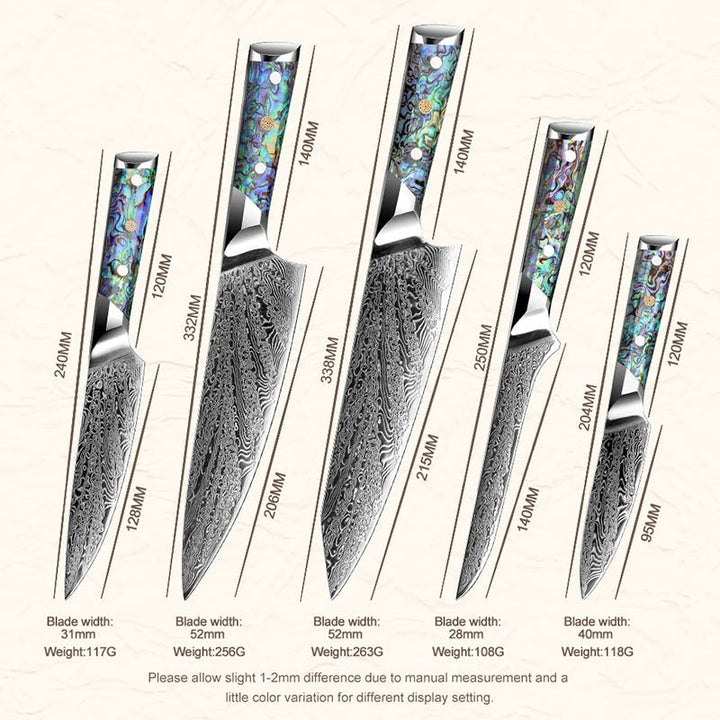 Imperial Professional Gift – Imperial Professional Japanese VG10 Damascus 5- Piece Knife Set – shokuninusa