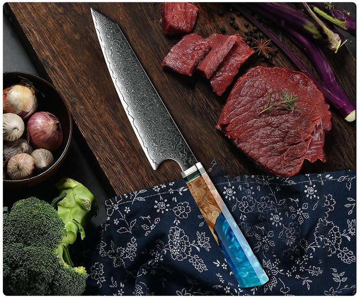 Chef knife - Imperium VG10 Damascus Chef's Knife with Exotic Olive Wood Handle & Sheath - Shokunin USA