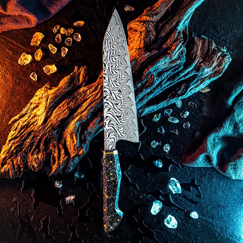 Increda Damascus Knife – Increda Japanese Chef Knife VG-10 Damascus Steel Blade with Carbon Fiber Handle and Sheath – shokuninusa