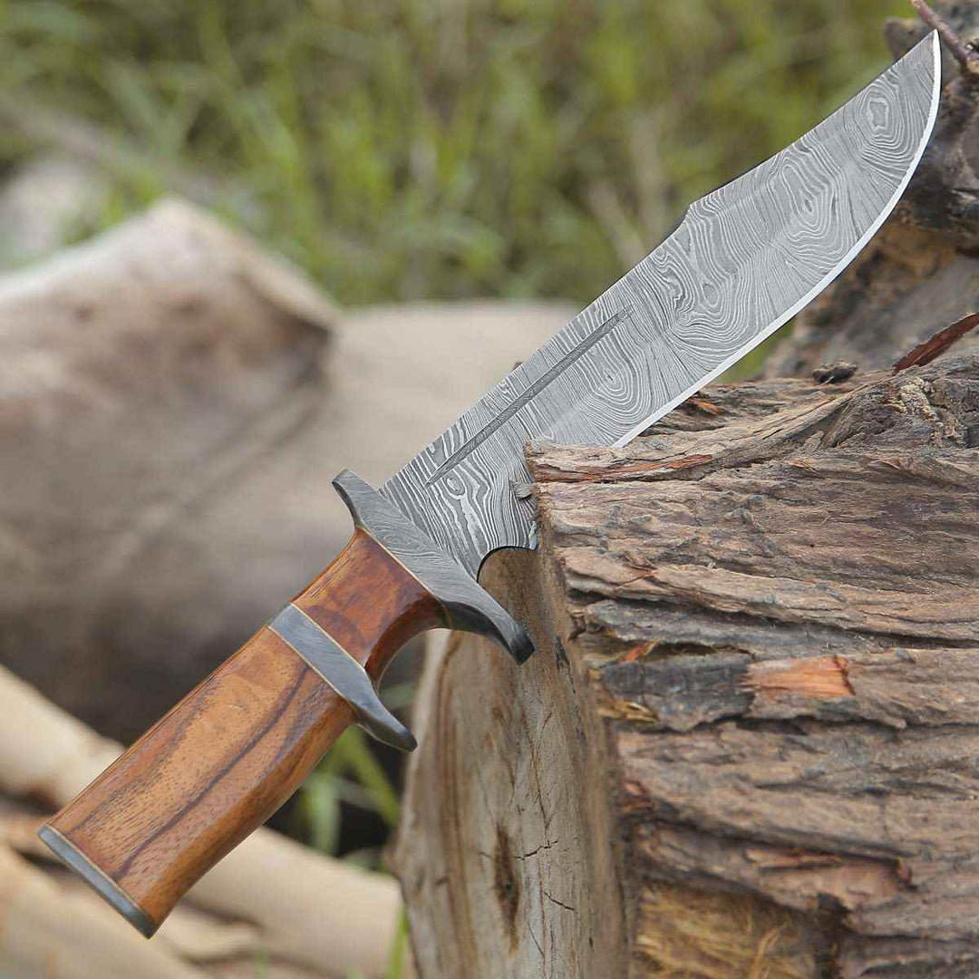 Innovator Knives - Innovator Damascus Bowie Knife with Rosewood Handle - Shokunin USA