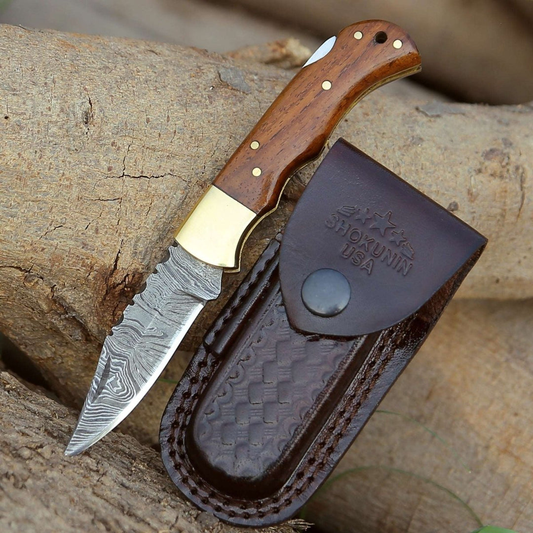 Jaguar Pocket Knife with Exotic Rosewood Handle - Shokunin USA