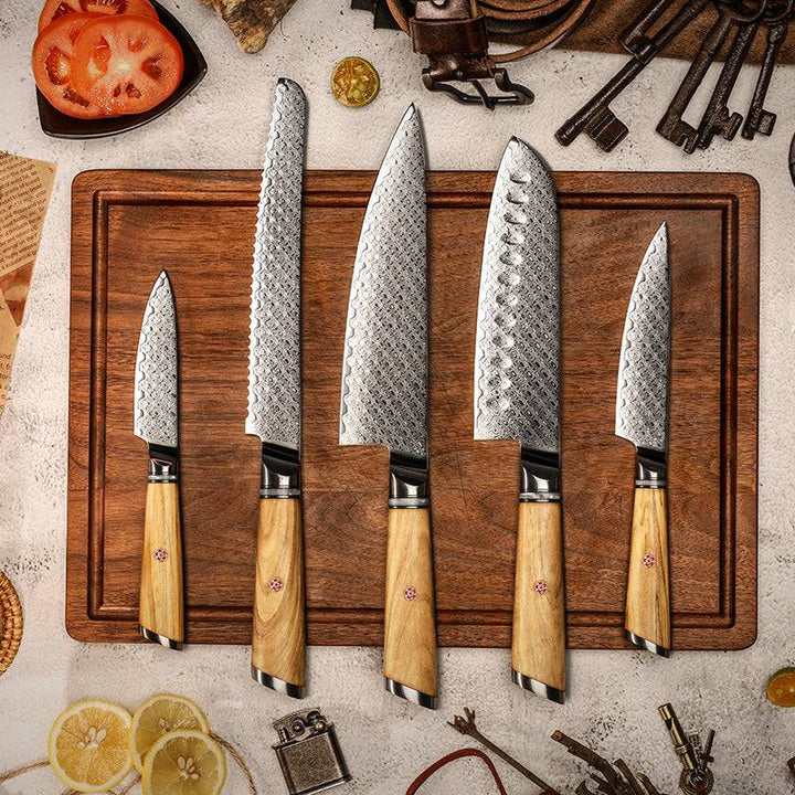 Handmade Knife Sets – Jasmine Knife Set 5 Piece VG10 Damascus Steel Japanese Professional Chef knife Set. – shokuninusa