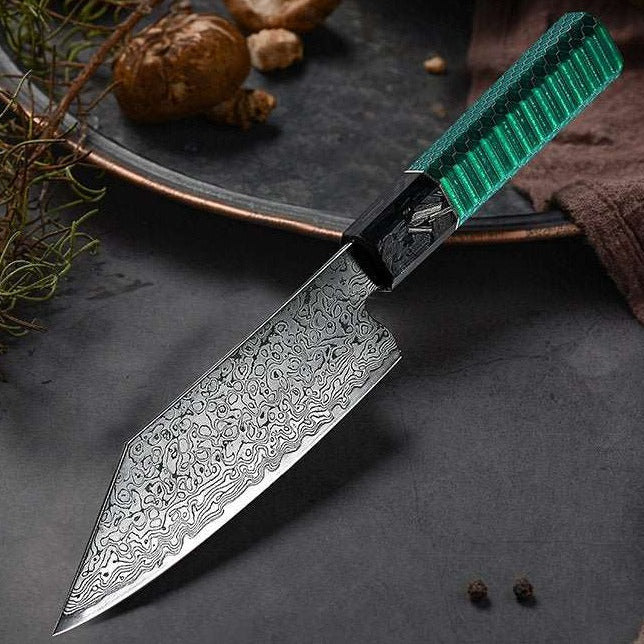 Chef knife - Kerei VG10 Damascus Chef Knife Bunka Knife Carbon Fiber & Aluminum Composite - Shokunin USA