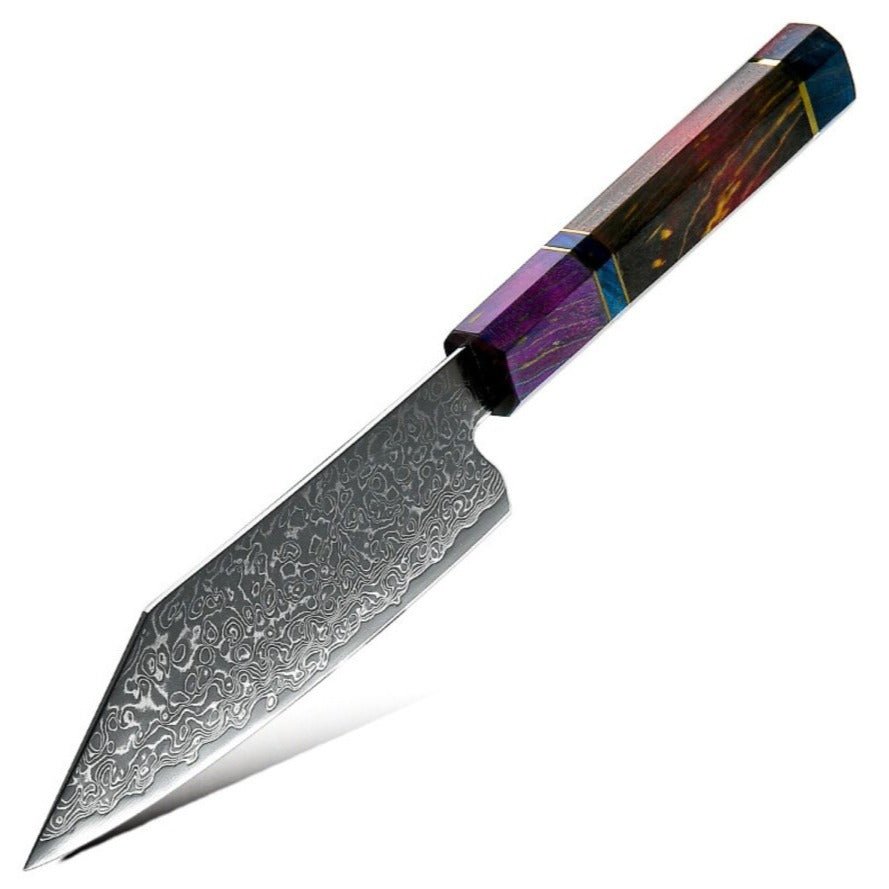 Damascus Bunka Knife – KODACHI VG10 Damascus Bunka Knife with Rosewood Burl Handle – shokuninusa