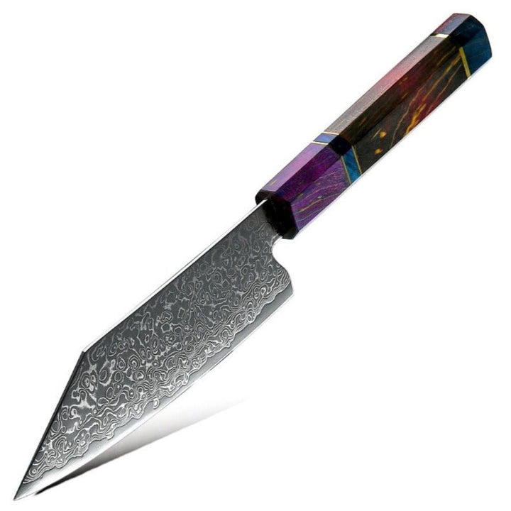 Damascus Bunka Knife – KODACHI VG10 Damascus Bunka Knife with Rosewood Burl Handle – shokuninusa