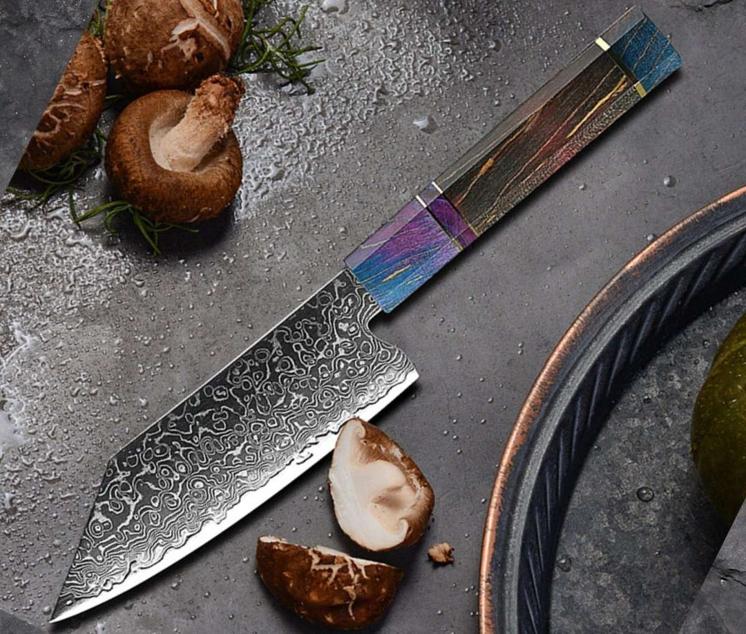 Bunka Chef Knife – KODACHI VG10 Damascus Bunka Knife with Rosewood Burl Handle – shokuninusa