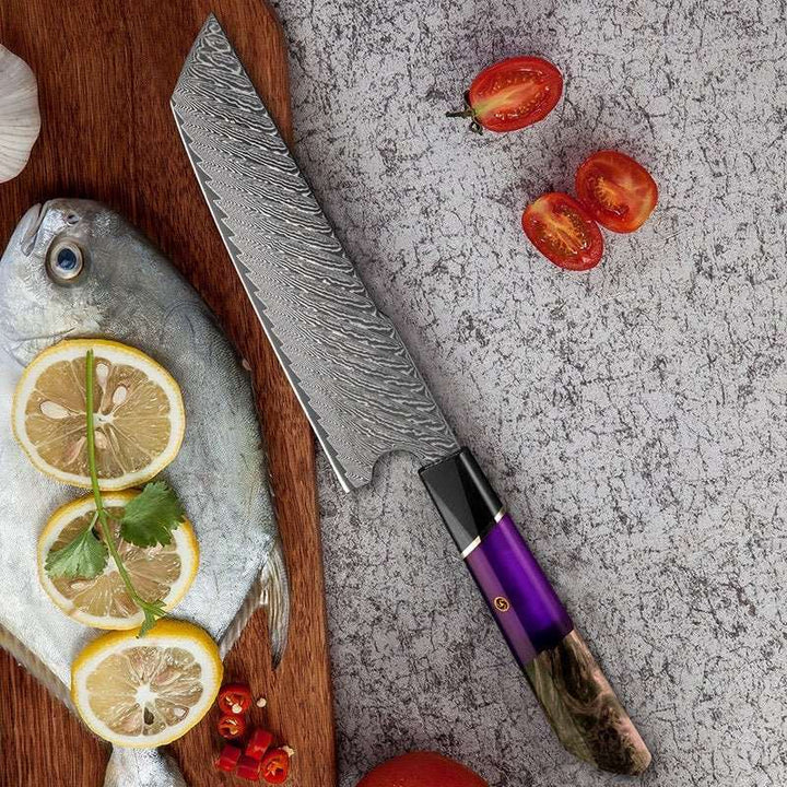 VG10 Knife Sets - Elite Series VG10 Damascus Knife Set with Exotic Burl Wood Handle - Shokunin USA