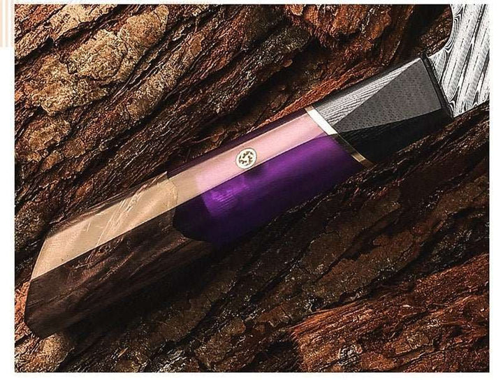 Chef Knife Set - Elite Series VG10 Damascus Knife Set with Exotic Rose Wood Handle - Shokunin USA