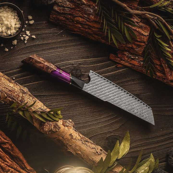 Knife Set Gifts - Elite Series VG10 Damascus Knife Set with Exotic Burl Wood Handle - Shokunin USA