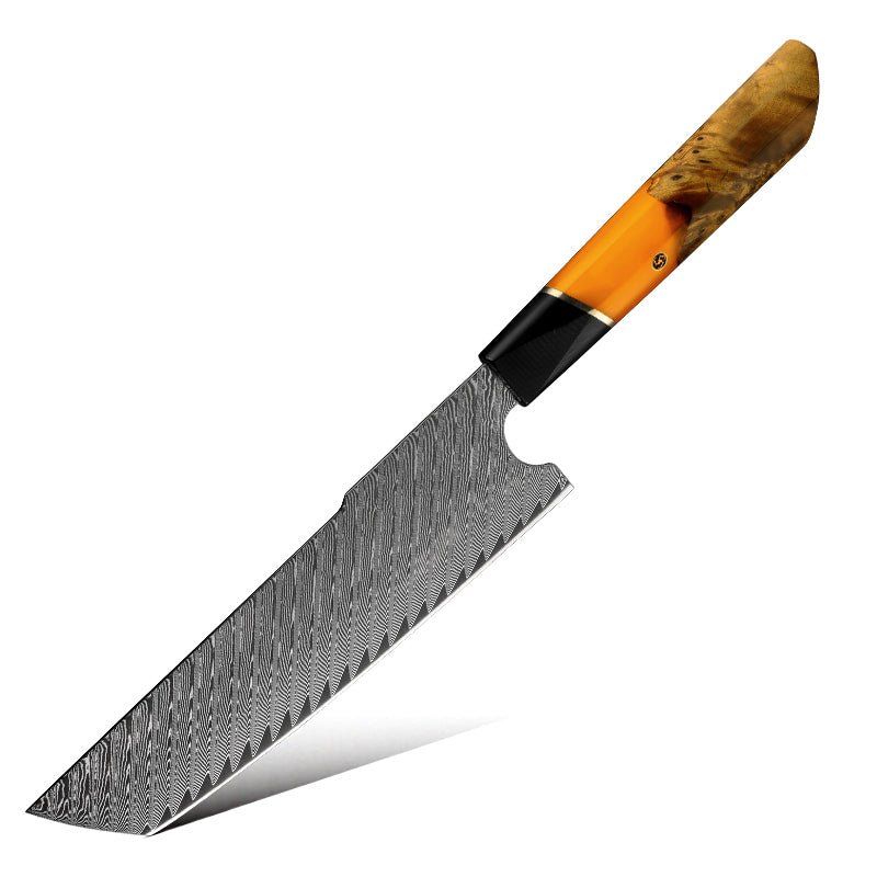 VG10 Nakiri Knife - Kotetsu VG10 Chef Knife Damascus Nakiri Knife with Exotic Olive Wood Handle - Shokunin USA