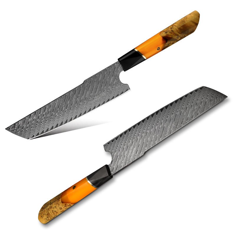 Kotetsu VG10 Knife - Kotetsu VG10 Chef Knife Damascus Nakiri Knife with Exotic Olive Wood Handle - Shokunin USA