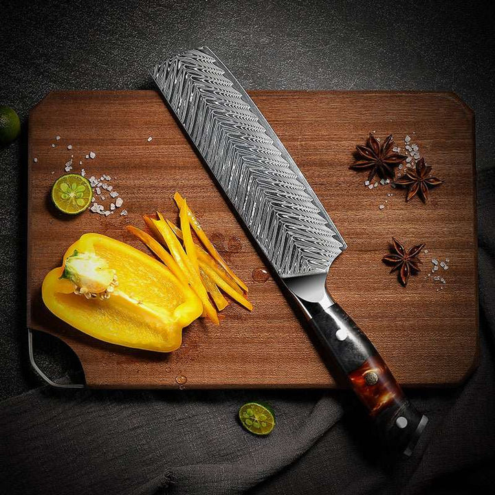 Chef Knife Set - Supreme VG10 8-Pc Professional Chef Knife Set with Stained Olive Wood Handle & Sheath - Shokunin USA