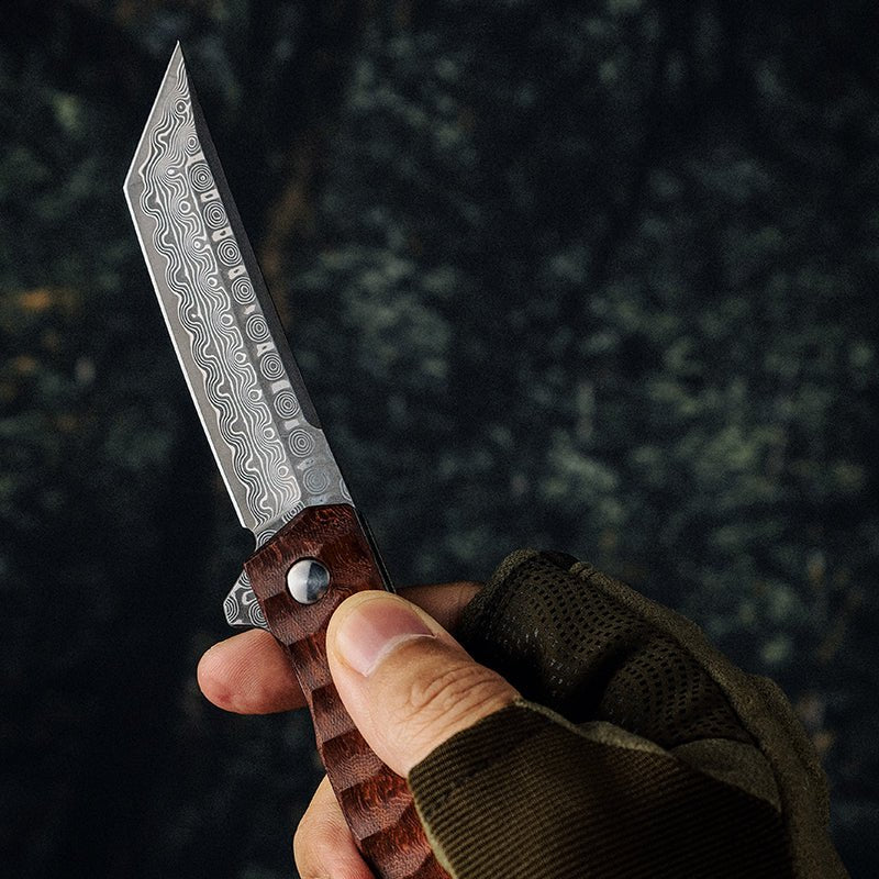 VG10 Tanto Knife – Lucifer VG10 Handmade Tanto Knife with Exotic Rose Wood Handle – shokuninusa