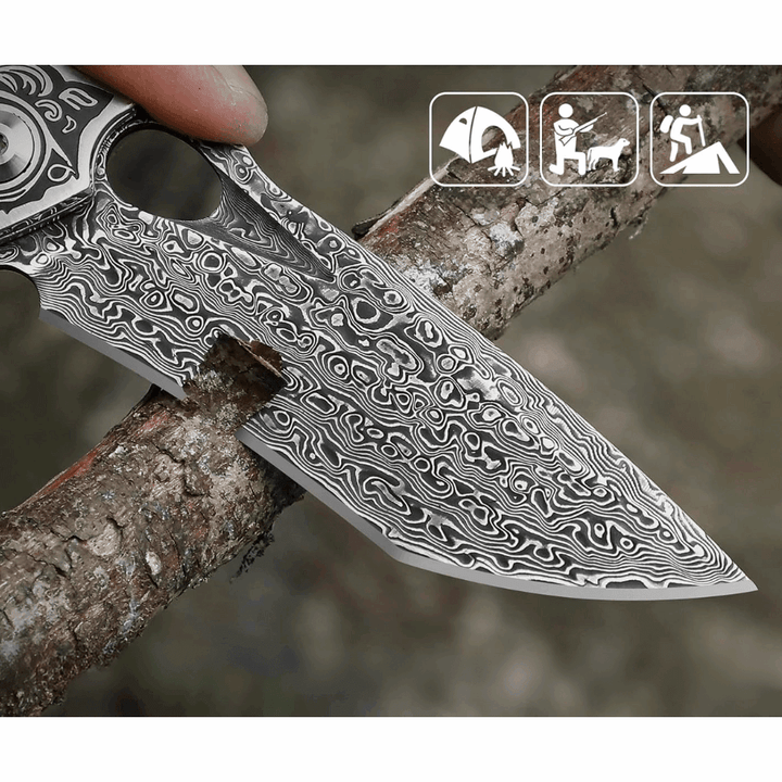 Magnum VG10 Damascus Pocket Knife with Exotic Red Sandal Wood Handle - Shokunin USA