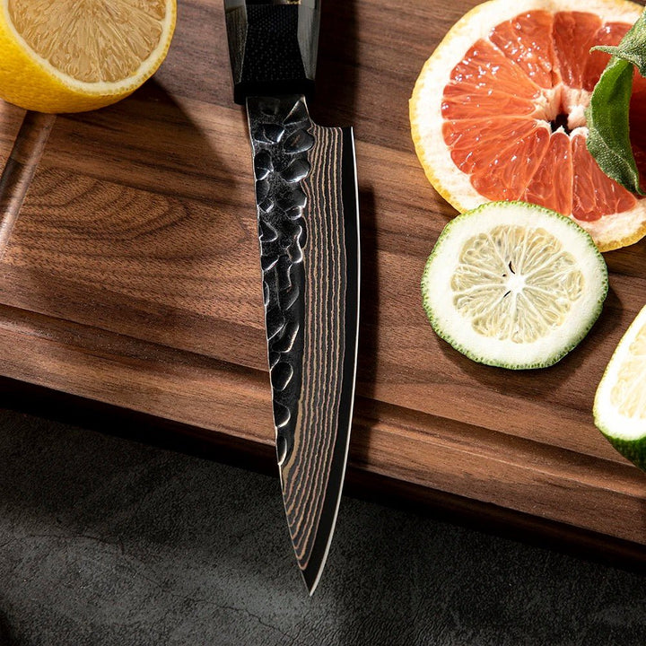 Majestic Japanese Chef Knife Set with Exotic Copper Damascus and Raffir Noble Handle - Shokunin USA