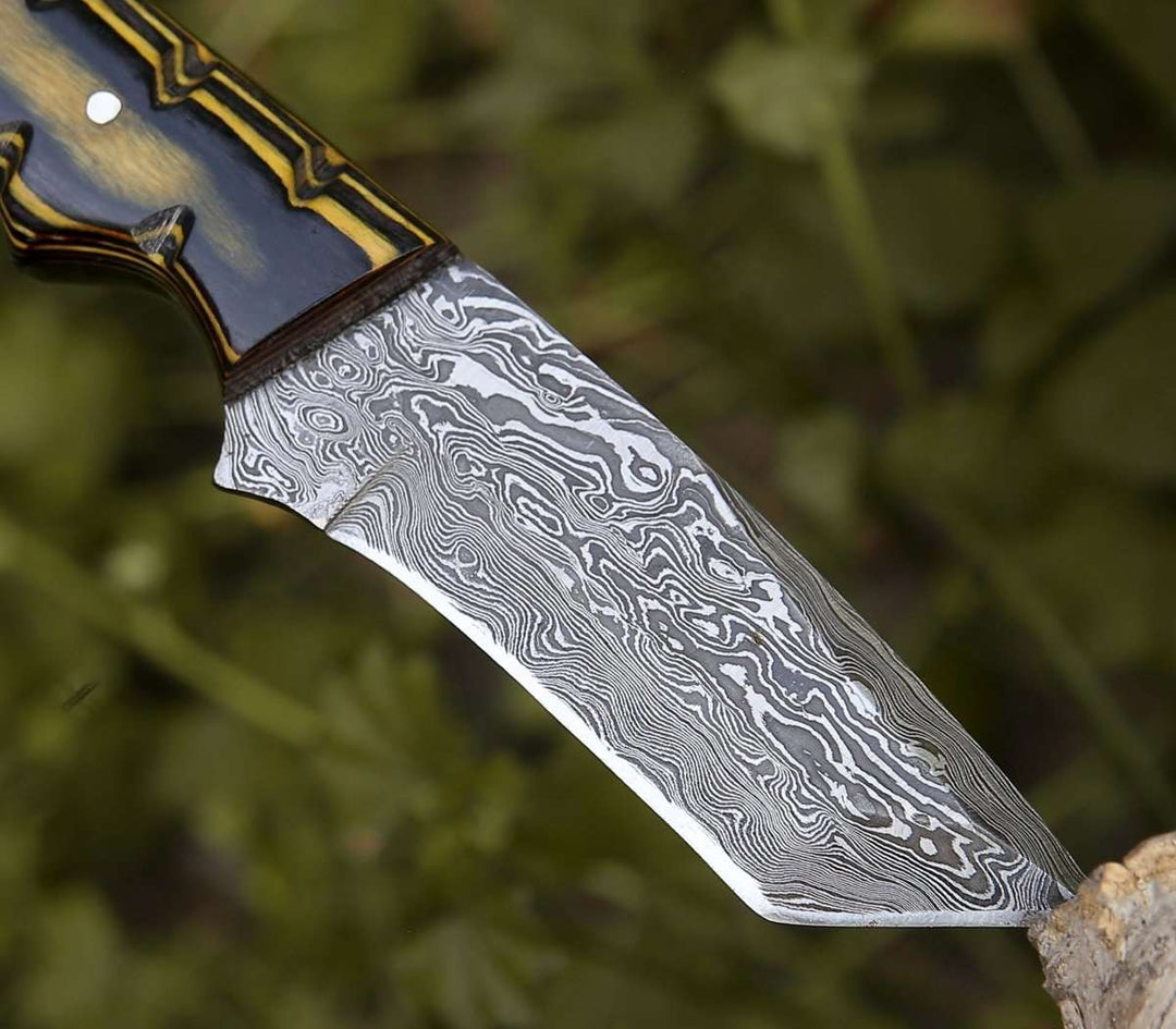 Marauder Tanto Knife - Marauder Damascus Tanto Knife with Pakkawood Handle - Shokunin USA