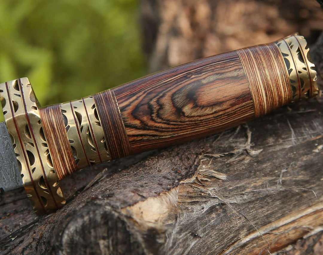 Pakkawood Handles – Matrix Damascus Bowie Hunting Knife with Pakkawood Handle – shokuninusa