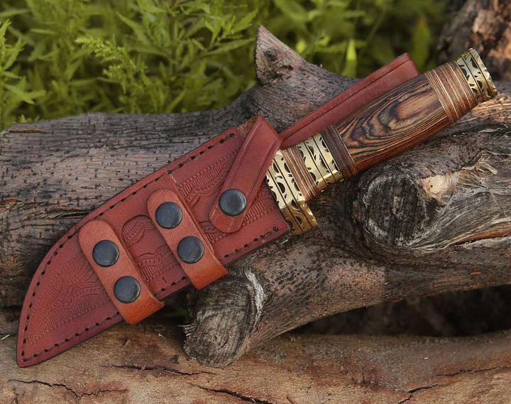 Matrix Bowie Gifts – Matrix Damascus Bowie Hunting Knife with Pakkawood Handle – shokuninusa