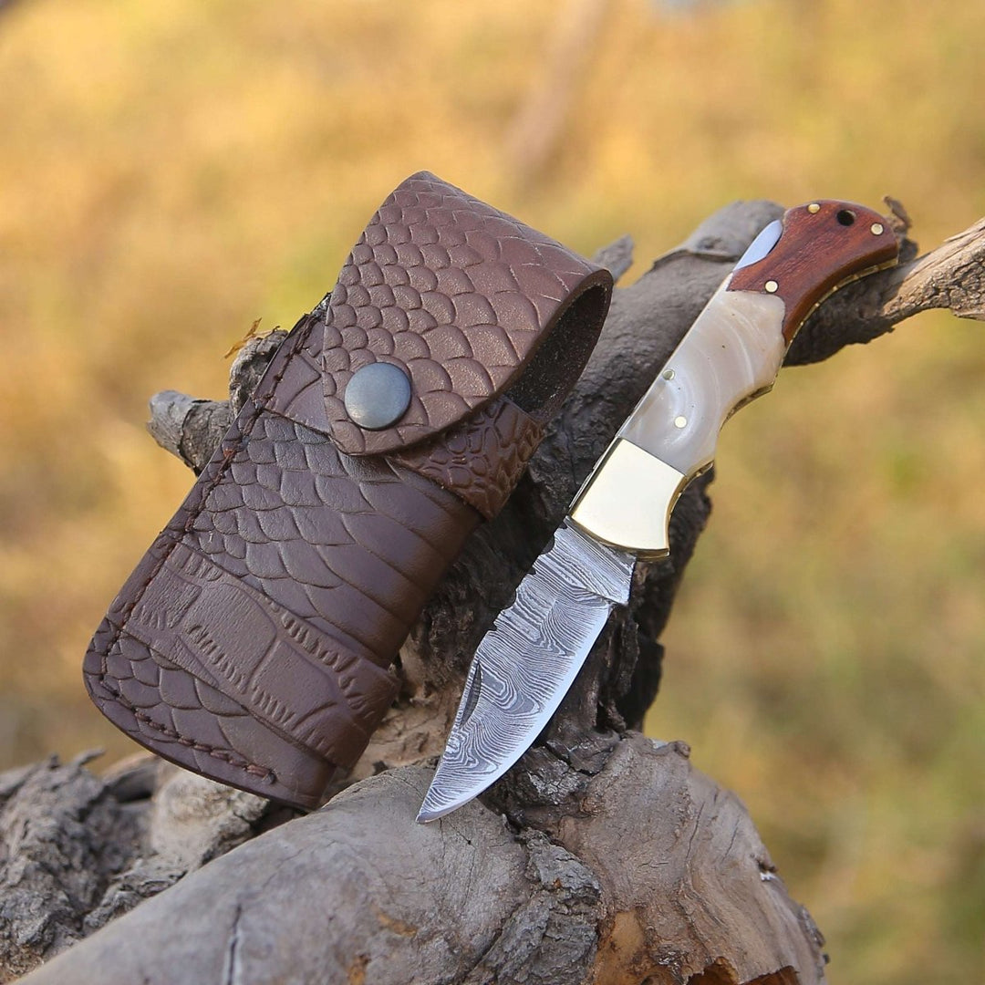 Shokunin Knife – Maximus Custom Pocket Knife with Exotic Rose Wood & Resin Scales – shokuninusa